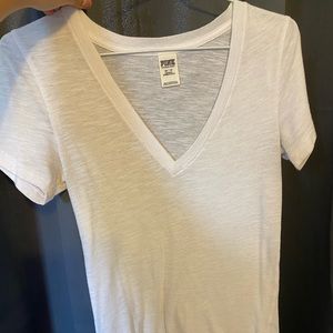 PINK white Vneck tee